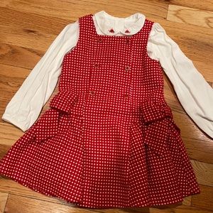 Janie and Jack Christmas pinafore with Shirt